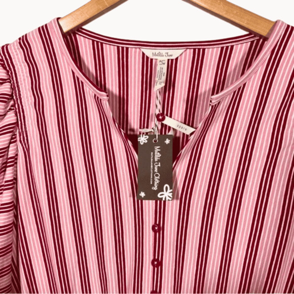 Matilda Jane McIntosh Red Pink A-line Striped Knit Dress-Medium - Picture 6 of 7